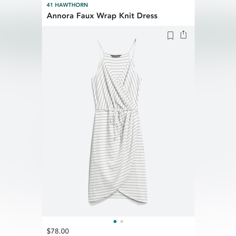 White & Navy Striped Faux Wrap Dress, Size M, Market & Spruce Sundress